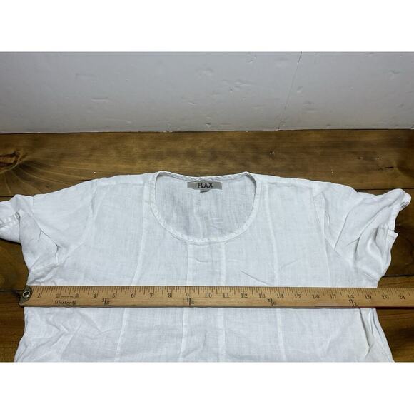 FLAX Womens Sz Small Short Sleeve White Linen Tunic Top -FLAW- - Picture 7 of 10